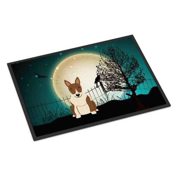 Carolines Treasures Halloween Scary Bull Terrier Brindle Indoor or Outdoor Mat, 18 x 0.25 x 27 in. BB2327MAT - main